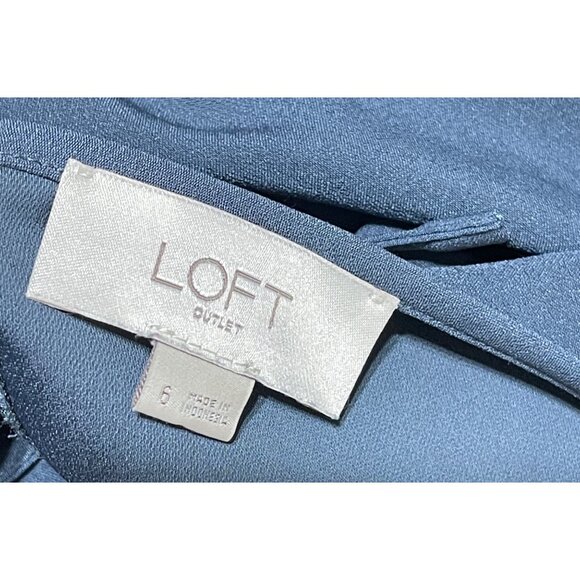 Loft Outlet Wide Leg Jumpsuit Slate Blue Sleeveless Size 6 Cropped - Picture 4 of 6